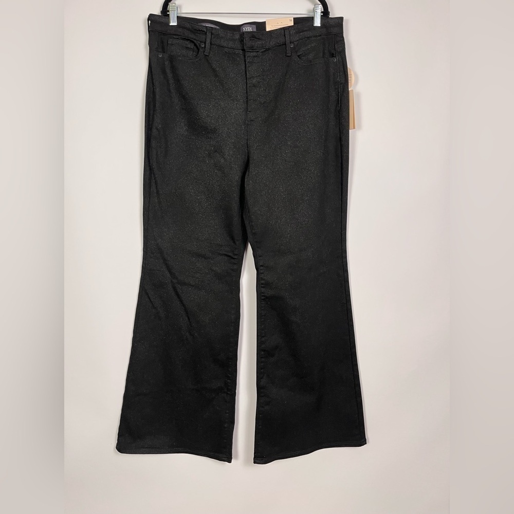 Mia Palazzo High Waist Flare Jeans in Glamorous black sparkle sz 16 Women’s NWT - Picture 3 of 14